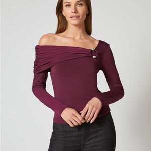 Elegant Off-Shoulder Plum Top